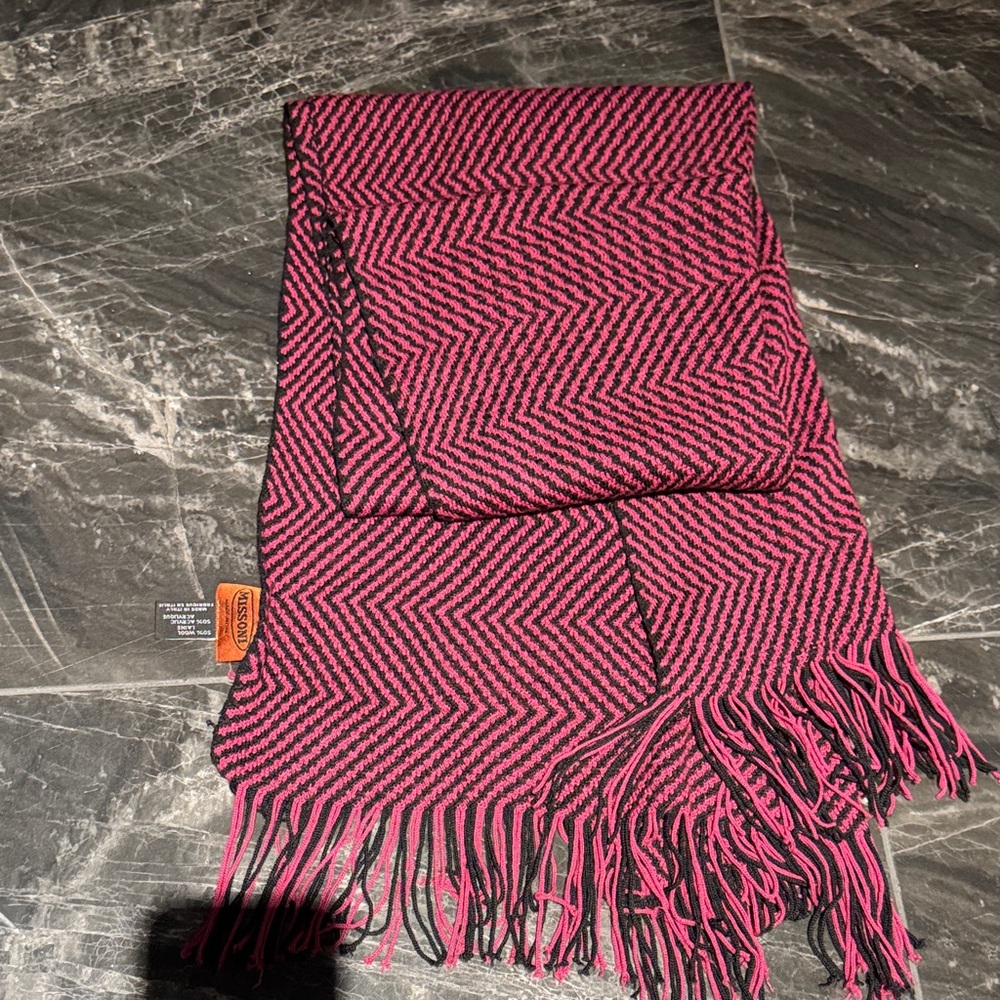 Missoni Pink and Black Chevron Scarf